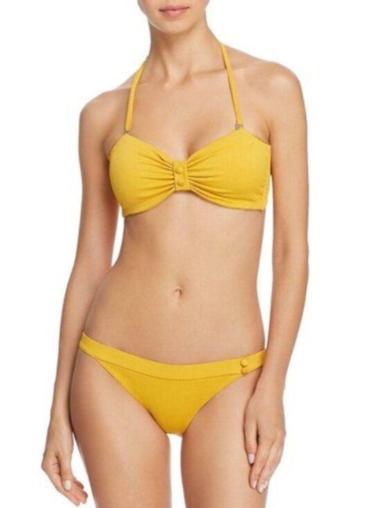 Red Carter Womens Yellow Texture Bandeau Top Swim Beach Summer Size S NWT - Picture 2 of 9